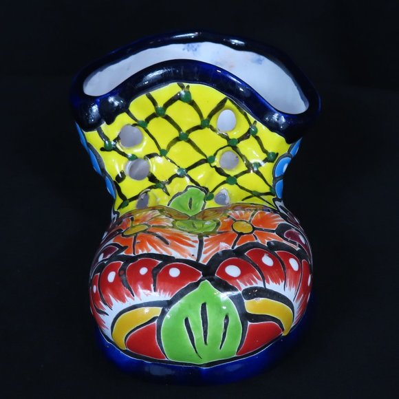 Colorful Mexican Pottery Talavera Look Shoe Planter - Picture 2 of 7